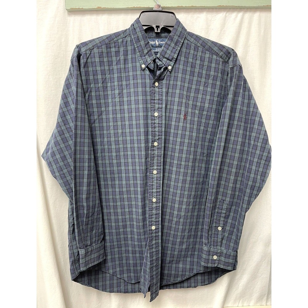 Ralph Lauren Men's Blake Size Large Long Sleeve Button Up Cotton Plaid
